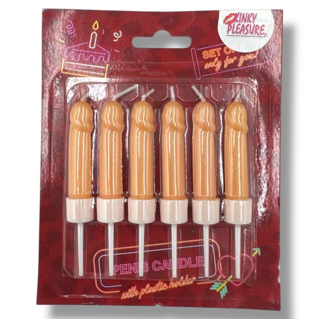 Peniskaarsjes – 6 Stuks in Displayverpakking – Bruin & Beige – Met Houdertjes
