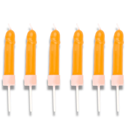 Peniskaarsjes – 6 Stuks in Displayverpakking – Bruin & Beige – Met Houdertjes