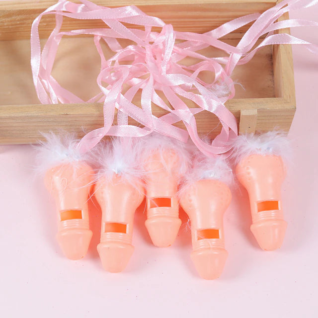Kinky Pleasure Penis Whistle with Pink Feathers - For Sensational Fun!