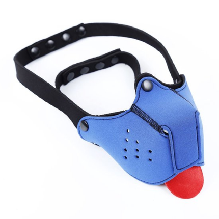Blauw Puppy Play masker – Fetish pup masker met tong & boekverpakking (18+)