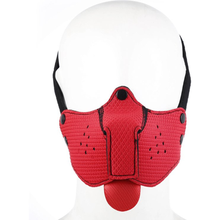 Rood Puppy Play masker – Fetish pup masker met tong (18+)