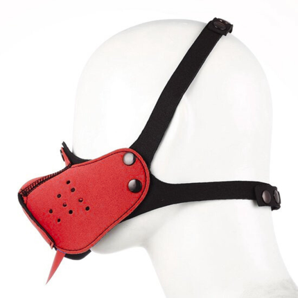 Rood Puppy Play masker – Fetish pup masker met tong (18+)