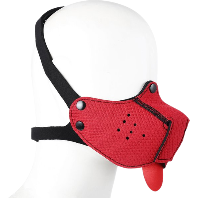 Rood Puppy Play masker – Fetish pup masker met tong (18+)