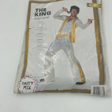 The King Verkleedkostuum – Witte Jumpsuit met Sjaal en Sterrenprint (Maat M, L, XL)