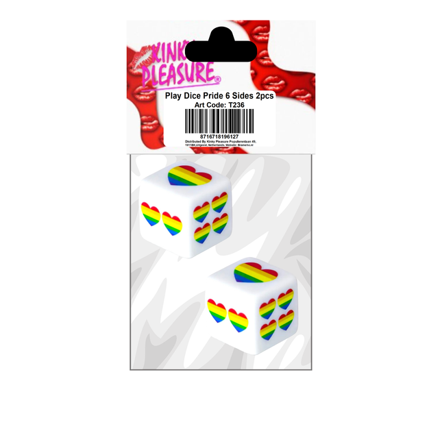 Pride Speeldobbelstenen – Set van 2 – Regenboog Hartjes – 6 Zijden