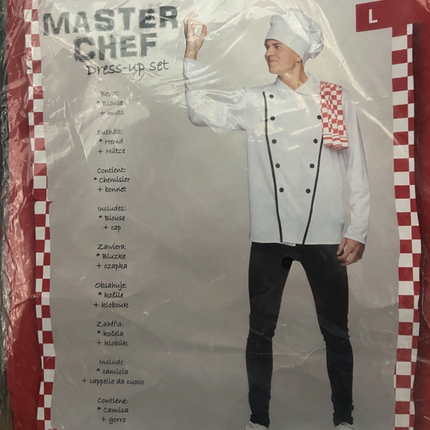 Master Chef Verkleedkostuum – Inclusief Blouse en Koksmuts – Maat M/ L/ XL/