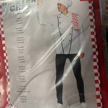 Master Chef Verkleedkostuum – Inclusief Blouse en Koksmuts – Maat M/ L/ XL/