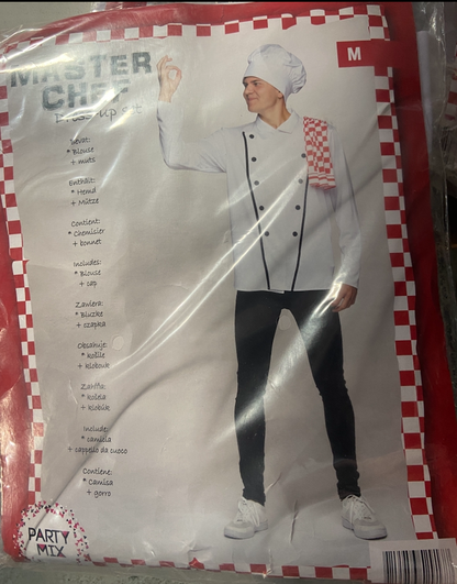 Master Chef Verkleedkostuum – Inclusief Blouse en Koksmuts – Maat M/ L/ XL/