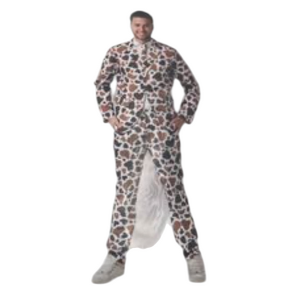 Heren Koeienprint Pak – Fun Kostuum met Jas, Broek en Stropdas – Maat S / M/ L