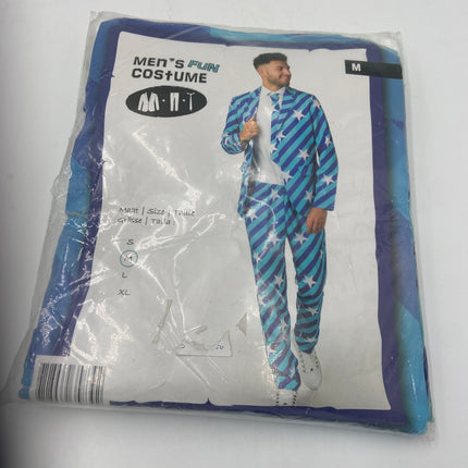 Blauw Heren Kostuum met Sterren – Verkleedpak met Jas, Broek & Stropdas – Maat XL