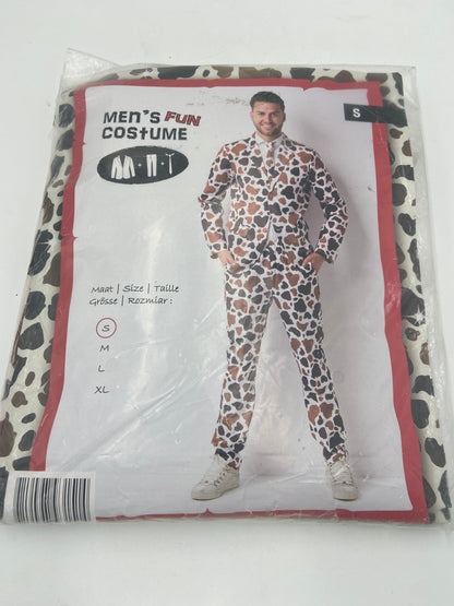 Heren Koeienprint Pak – Fun Kostuum met Jas, Broek en Stropdas – Maat S / M/ L