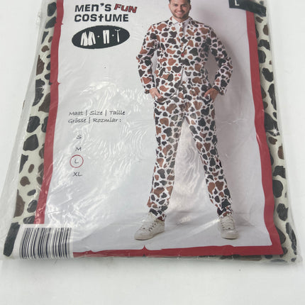 Heren Koeienprint Pak – Fun Kostuum met Jas, Broek en Stropdas – Maat S / M/ L