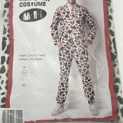 Heren Koeienprint Pak – Fun Kostuum met Jas, Broek en Stropdas – Maat S / M/ L