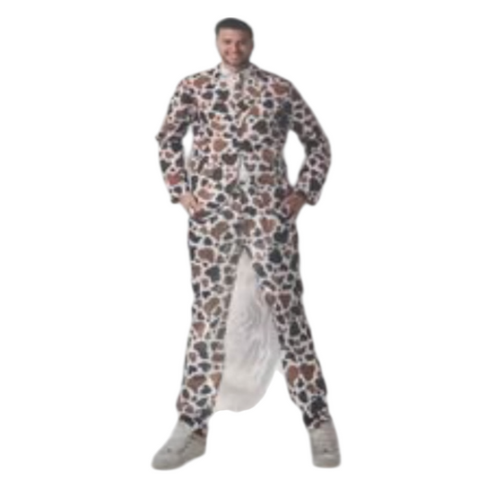 Heren Koeienprint Pak – Fun Kostuum met Jas, Broek en Stropdas – Maat S / M/ L