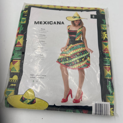 Mexicana Verkleedkostuum Dames – Inclusief Jurk & Sombrero – Maat S & L