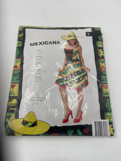 Mexicana Verkleedkostuum Dames – Inclusief Jurk & Sombrero – Maat S & L
