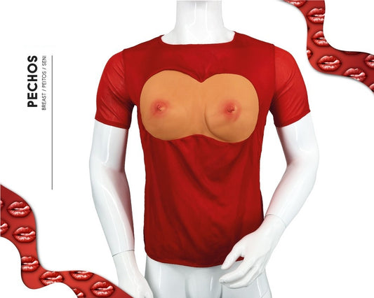 Ontdek het opvallende Rood T-Shirt met 3D Borsten van Schuim - Een blikvanger voor elk evenement!