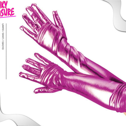 Lange Handschoenen in Paars Wettlook - Verleidelijke Accessoire