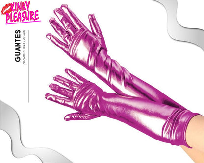 Lange Handschoenen in Paars Wettlook - Verleidelijke Accessoire