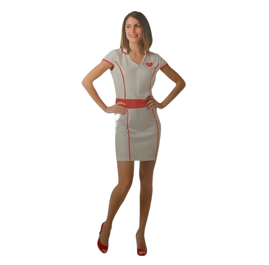 Sexy Verpleegster Kostuum met Diadeem – Maat S / M / L – Verkleedjurk voor Themafeest of Carnaval