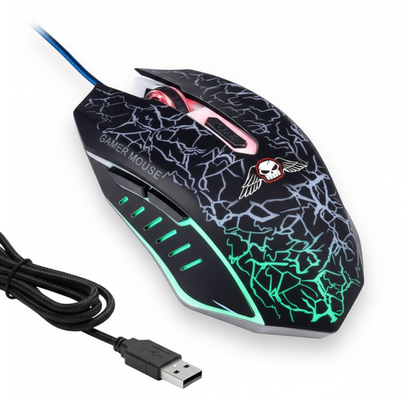 RGB gaming muis, 3200 DPI, 6 knoppen, USB