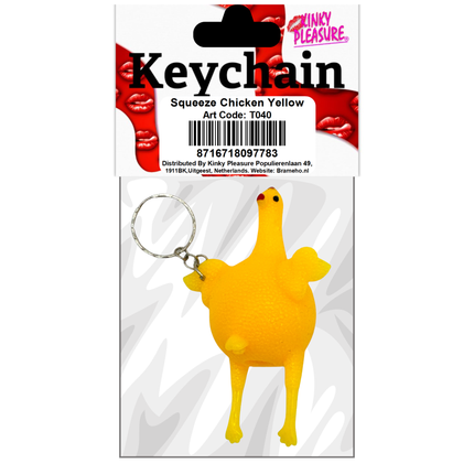 Gele kip stressbal sleutelhanger – grappige anti-stress toy