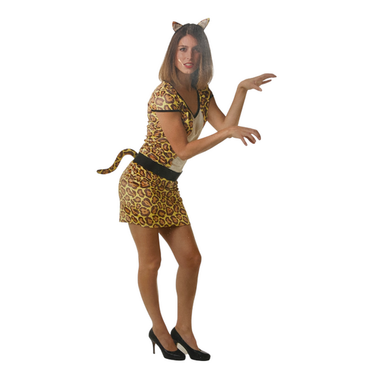Panter Verkleedkostuum Dames – Inclusief Jurk, Staart & Diadeem – Maat S / M / L