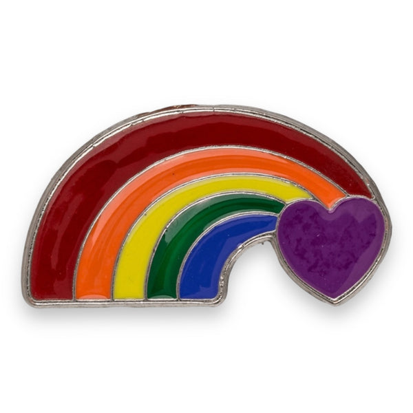 Regenboog Pin met Paars Hartje - Emaille