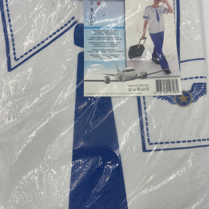 Piloten Verkleedkostuum Heren – Inclusief Shirt, Broek & Pet – Blauw/Wit