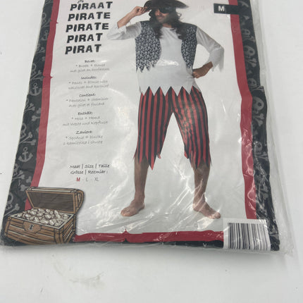 Piraten Kostuum met Gilet, Blouse en Gestreepte Broek – Maat M / L / XL