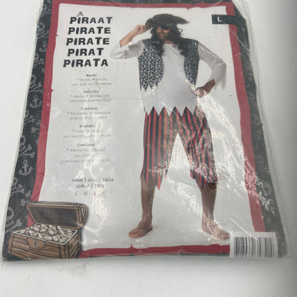 Piraten Kostuum met Gilet, Blouse en Gestreepte Broek – Maat M / L / XL