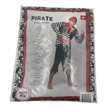 Piraat Verkleedkostuum Heren – Gestreept Shirt met Broek, Gilet en Bandana