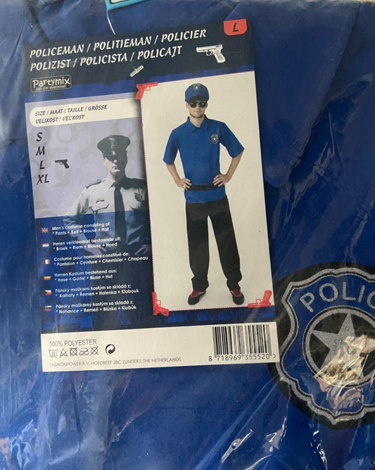 Politieagent Verkleedset Heren – Inclusief Broek, Shirt, Riem & Pet – Maat L / XL