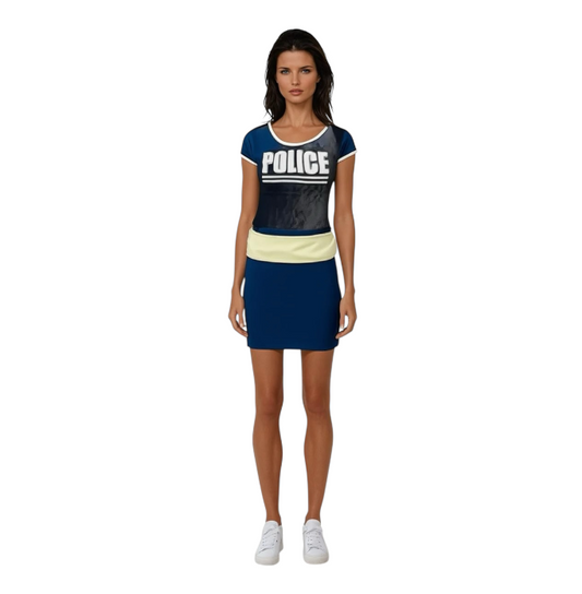 Politie Verkleedkostuum Dames – Dress-up Set met Jurk en Pet – Maat S M L