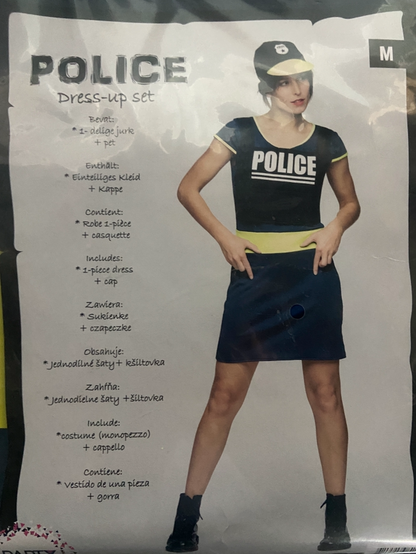 Politie Verkleedkostuum Dames – Dress-up Set met Jurk en Pet – Maat S M L