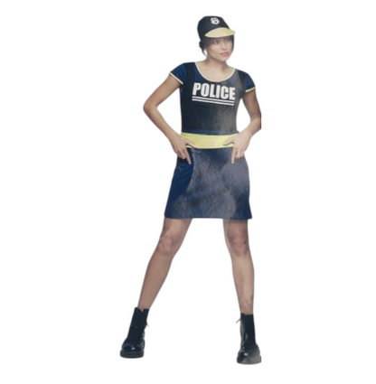 Politie Verkleedkostuum Dames – Dress-up Set met Jurk en Pet – Maat S M L