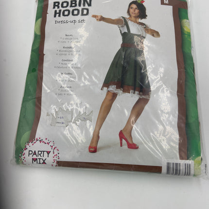 Robin Hood Verkleedjurk Dames – Groen Kostuum met Diadeem en Riem – Maat M / L
