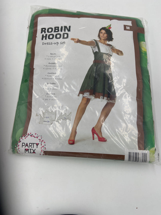 Robin Hood Verkleedjurk Dames – Groen Kostuum met Diadeem en Riem – Maat M / L