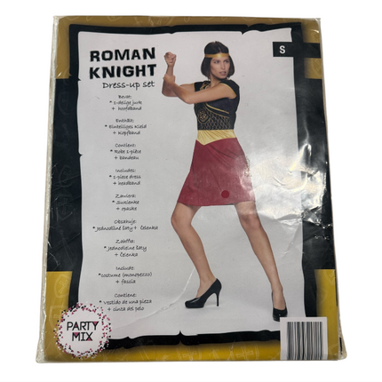 Romeins Ridder Kostuum voor Dames – Verkleedjurk met Hoofdband – Maat S M L