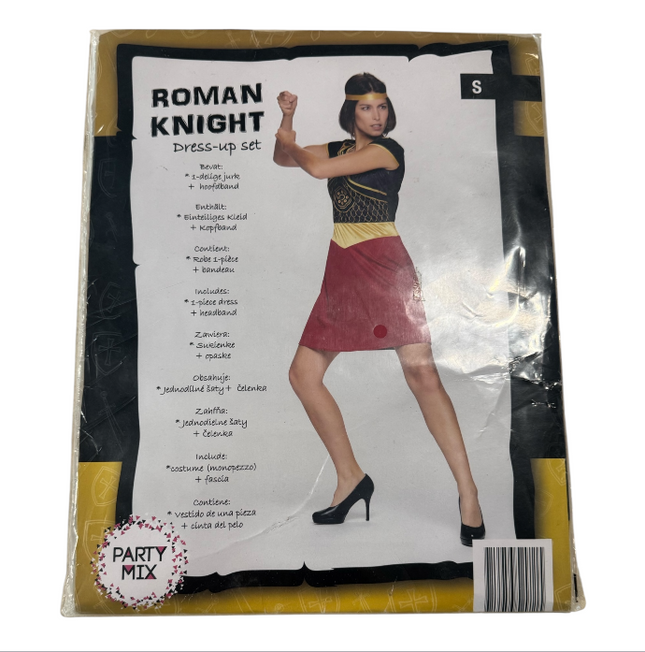 Romeins Ridder Kostuum voor Dames – Verkleedjurk met Hoofdband – Maat S M L