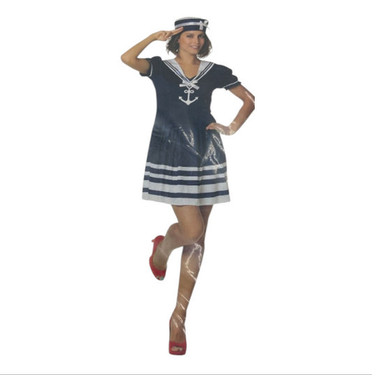 Sexy Matrozen Jurkje met Pet – Dames Sailor Verkleedkostuum – Maat S / M / L