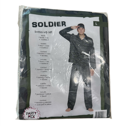 Soldaat Kostuum – Camouflage Verkleedpak Maat M, L, XL – Inclusief Hoofdband