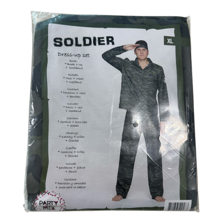 Soldaat Kostuum – Camouflage Verkleedpak Maat M, L, XL – Inclusief Hoofdband
