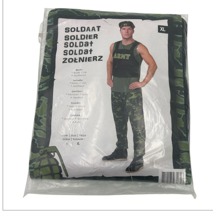 Soldaat Verkleed Kostuum Heren – Army Top met Camouflage Broek – Maat M L XL