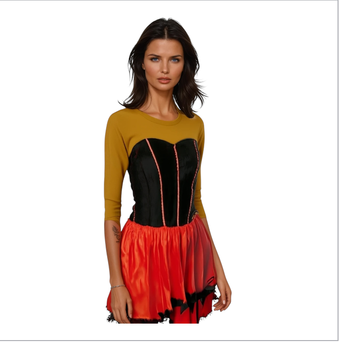 Sexy Spaanse Jurk – Flamenco Verkleedkostuum Maat S M L – Rood/Zwart