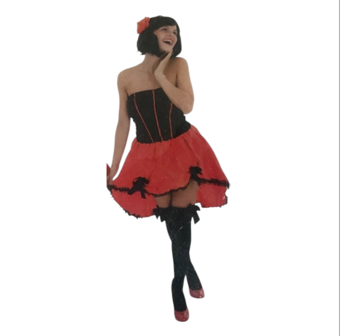 Sexy Spaanse Jurk – Flamenco Verkleedkostuum Maat S M L – Rood/Zwart