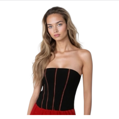 Sexy Spaanse Jurk – Flamenco Verkleedkostuum Maat S M L – Rood/Zwart