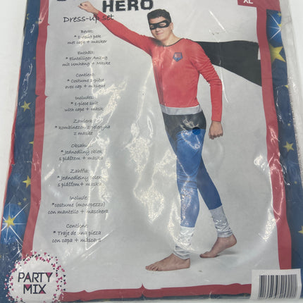Superhelden Kostuum Heren – Super Hero Pak met Cape en Masker – Maat M / L / XL