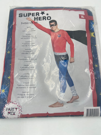 Superhelden Kostuum Heren – Super Hero Pak met Cape en Masker – Maat M / L / XL