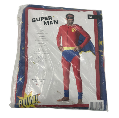 Superhelden Kostuum Heren – Super Man Pak met Cape en Masker – Maat S / M / L